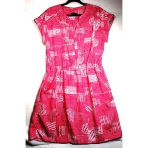 GAP Pink‎ & White Blouson Casual Dress With Pockets SunDress Sz Large